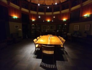 picture of the Telluride Room in the library in the dark