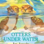 drawing of two otters floating in the water