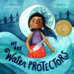 book cover illustration showing a woman holding a feather with a wave of water around her