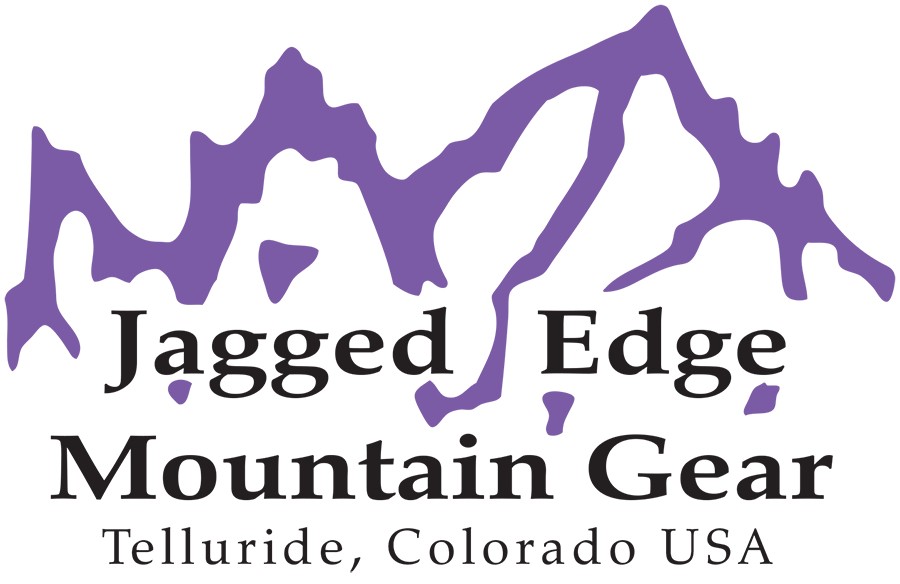 Jagged Edge logo with purple mountains in the background
