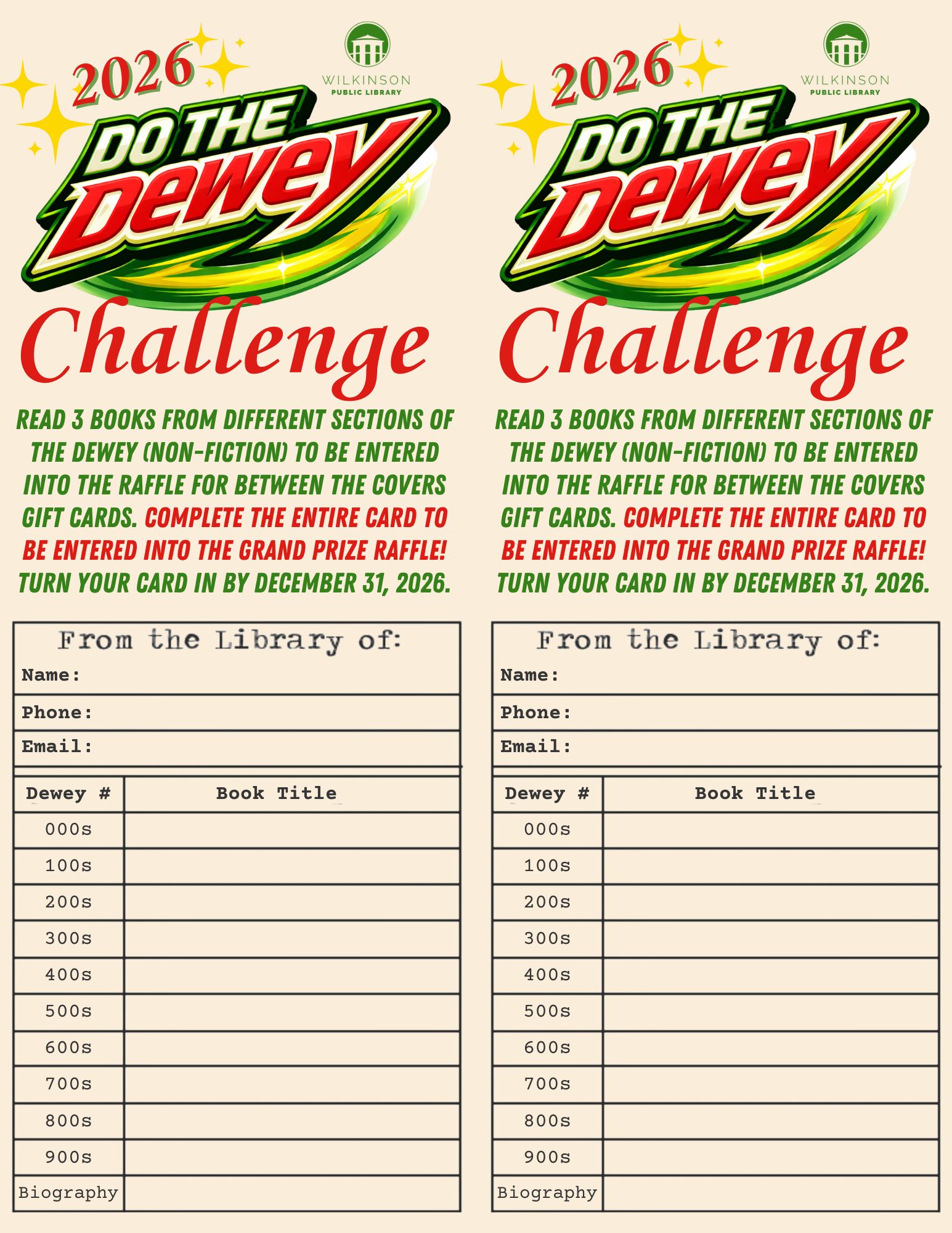 Do the Dewey challenge cards